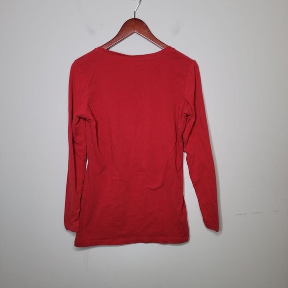 Emerson Street OU Rhinestone Crimson Red long sleeve womens size Small - Picture 7 of 8